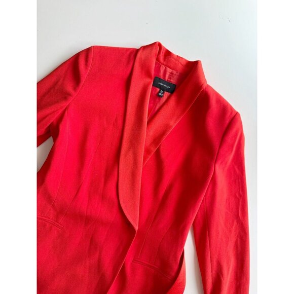 KAREN MILLEN Tomato Red Crepe Satin Tailored Tuxedo Wrap Mini Dress, Size 6 - Picture 6 of 15